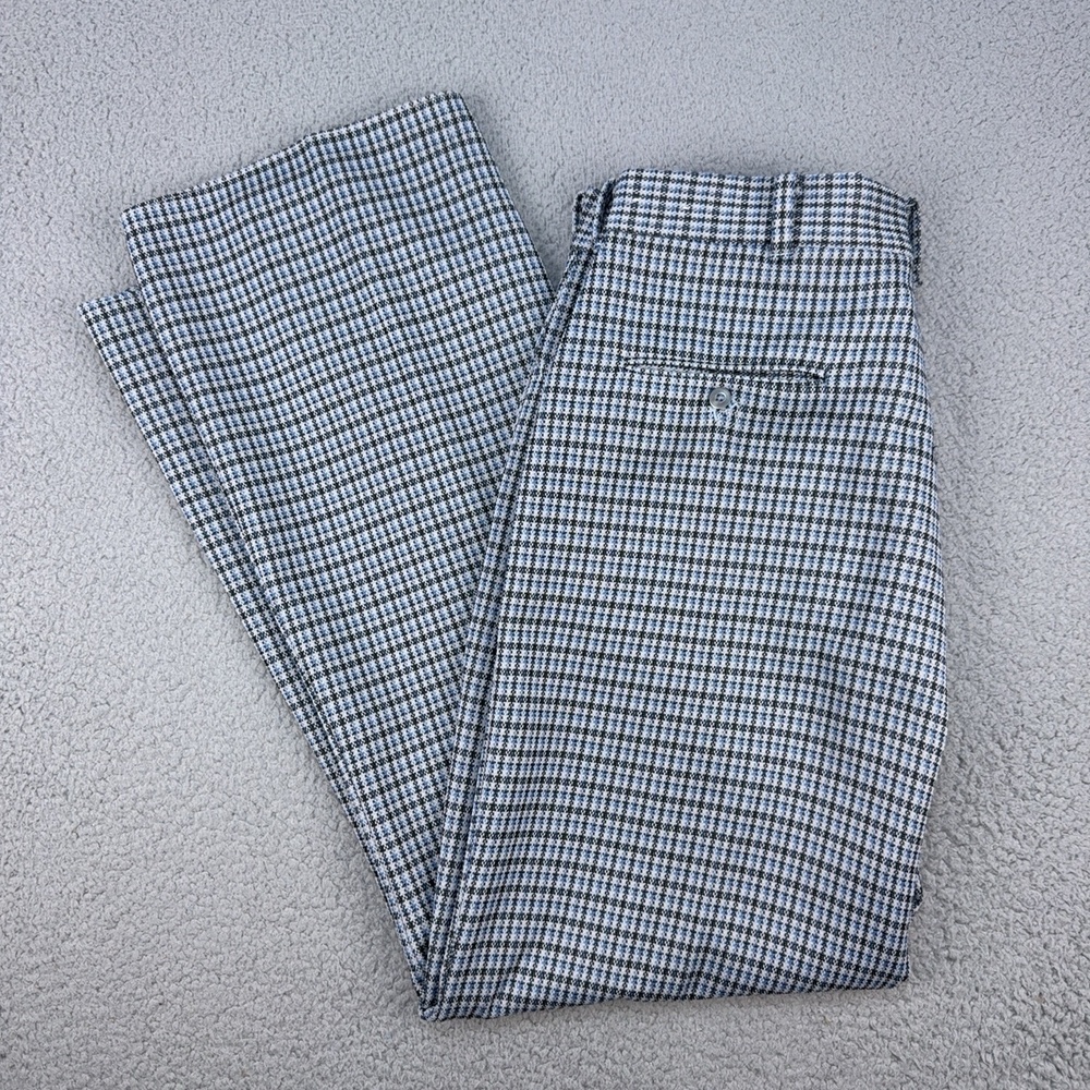 Gray Check Tweed Pants Mens 36x30 Straight Leg Dress Slacks Office Business